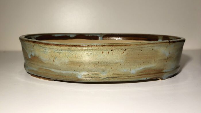 pot à bonsai ovale bleu marron vert – Image 3