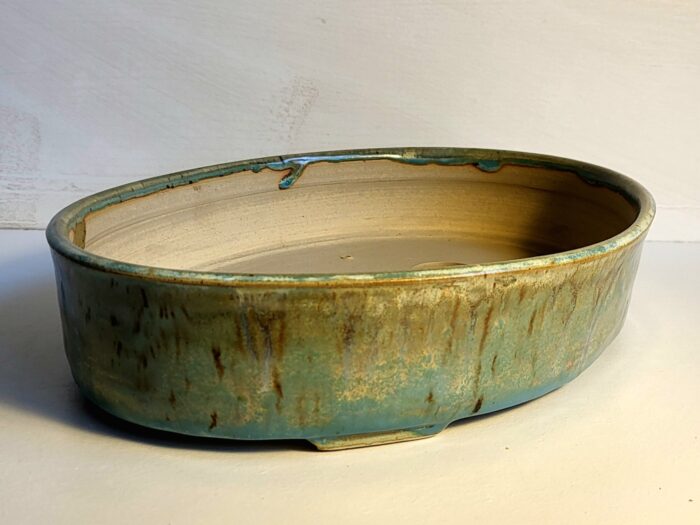 pot à bonsai ovale nuances bleu vert marron – Image 2