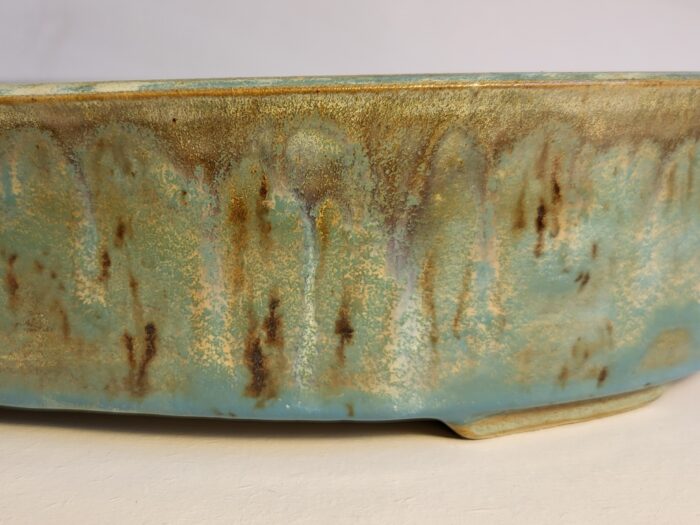 pot à bonsai ovale nuances bleu vert marron – Image 3