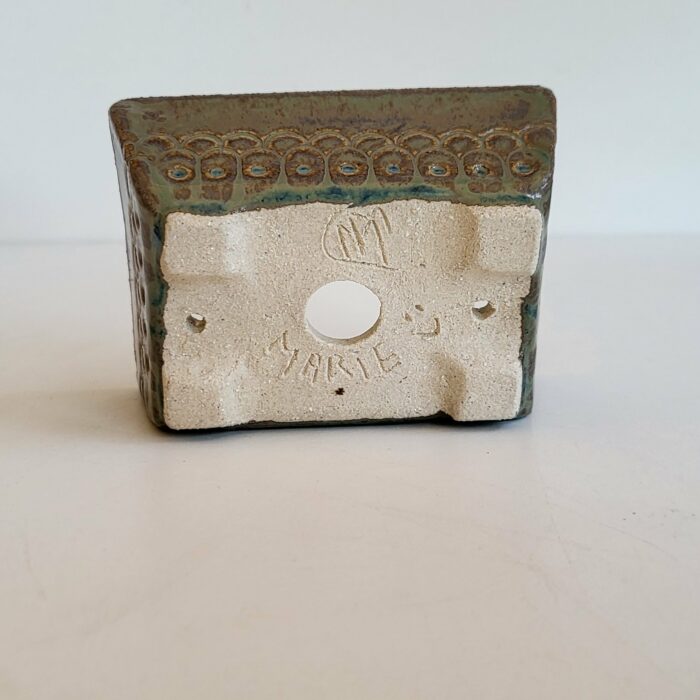 Pot à bonsaï rectangulaire vert à motifs incrusrés – Image 4